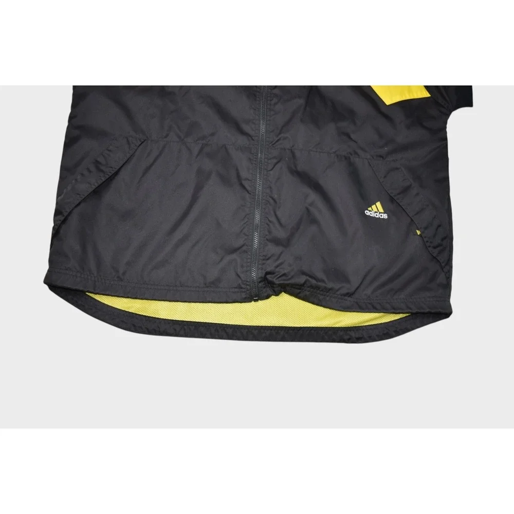 Vintage Adidas Jacket Mens XL Black Yellow Soccer Track Warm Up Windbreaker Logo